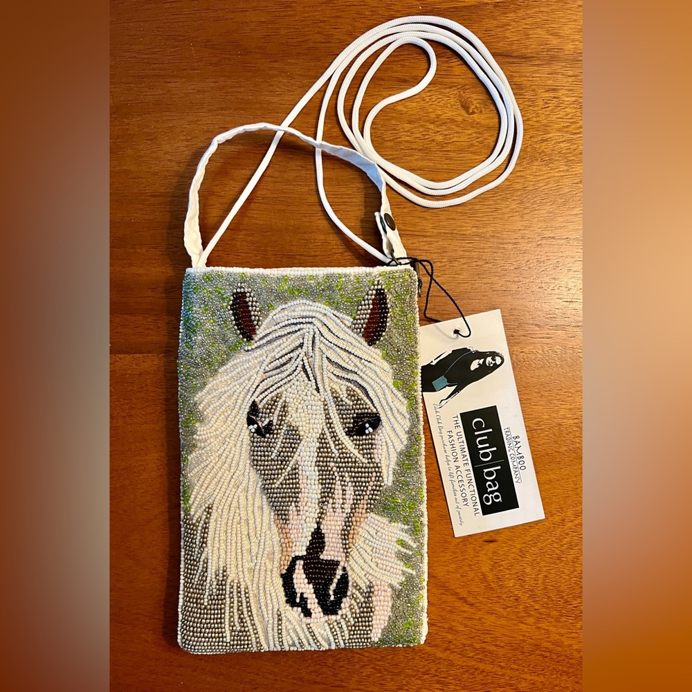 Bamboo Trading Company Club Bag Beaded Horse Equestrian Purse Pouch